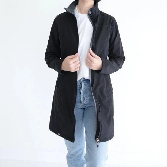 Vuarnet Black Fleece Lined Zip Up Long Length Light Jacket Size 6 - Picture 2 of 14